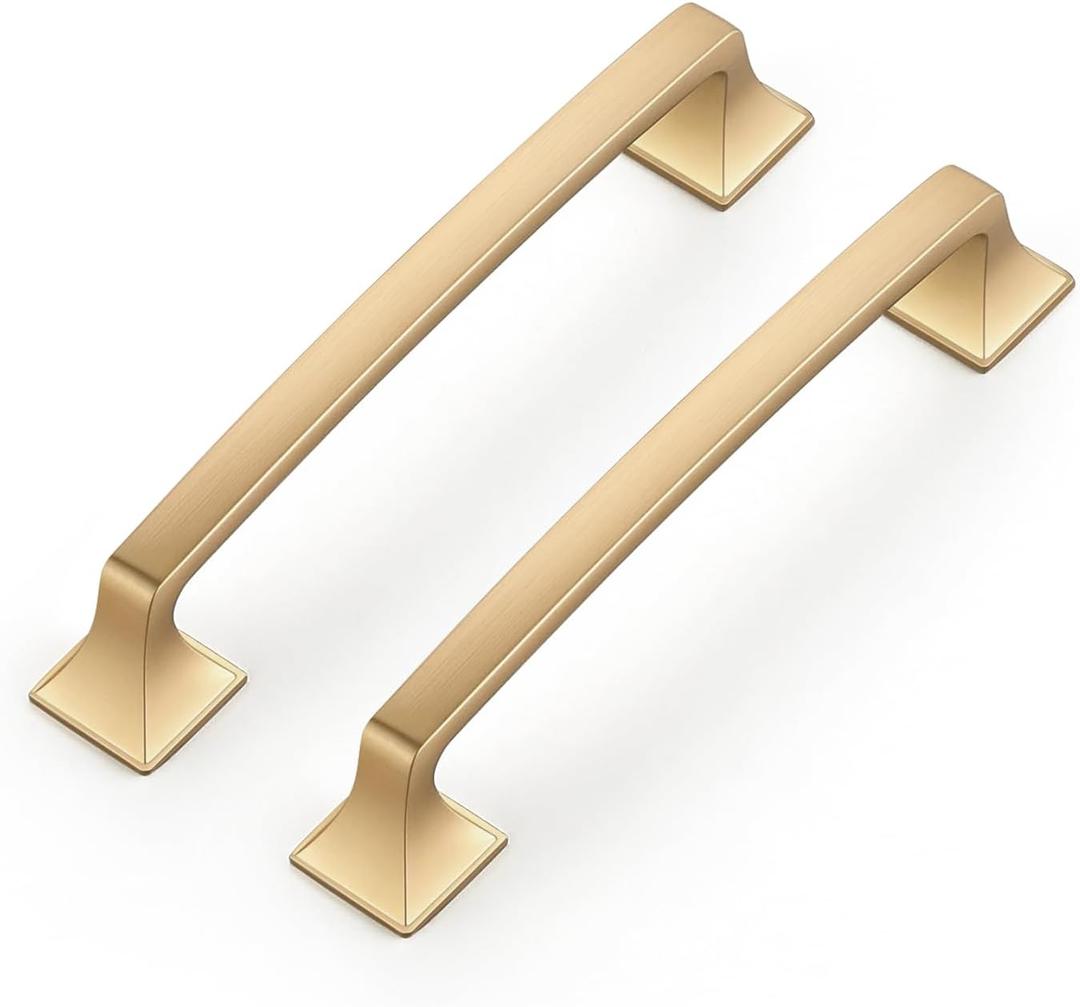 Ravinte 5 Pack Solid 5" Square Foot Arch Pulls Kitchen Cabinet Handles Champagne Bronze Drawer Pulls Kitchen Cabinet Hardware for Cupboard Handles