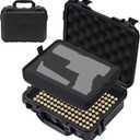 Hard storage Case for storing pistol & ammo - Lockable Storage Protection Box for Handgun, 9x19mm Parabellum, 9mm Luger, 380ACP, 38 S&W, 32 S&W, .40 S&W & More (Case Only)