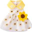 Dog Dress Soft Breathable Puppy Dresses Elegant Princess Lace Floral Pet Dress with Sunflower for Small Dog M