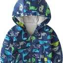 FYMNSI Toddler Baby Boys Girls Hooded Jacket Windbreaker Lightweight Dinosaur Print Coat Autumn Long Sleeve Windproof Outwear (2-3T)