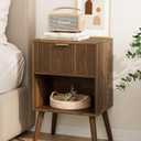 Nightstand, Small Side Table, Bedside Table with Drawer, Modern Night Stand, End Table for Bedroom, Living Room (Walnut Stripe)