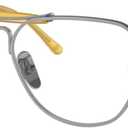 Ray-Ban Women's RX8064V Titanium Square Prescription Eyewear Frames, Brushed Silver/Demo Lens, 53 mm