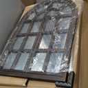 Arched Wall Mirror with Window Design, 36"x24" Rustic Farmhouse Wood Mirror for Wall Decor, Decorative Vintage Arch Mirror for Living Room, Bedroom, Entryway