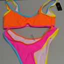SherryDC Women's Sexy Scoop Neck Bikini Sets Color Block High Cut Thong Brazilian Two Pieces Swimsuit Bathing Suit M