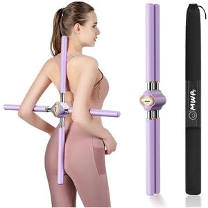 Yoga Stick Posture Corrector  Adjustable Back Straightener for Women, Men & Kids  Relieve Back & Neck Pain  Includes Carry Bag & Exercise Guide  Posture Stick for Daily Training (PURPLE)