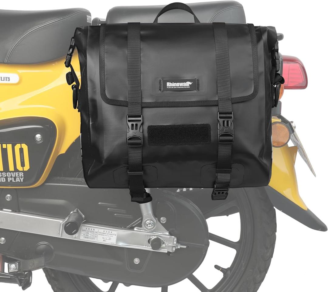 Rhinowalk Motorcycle Saddlebag 15L Waterproof Luggage Bag Quick Release Motorcycle Side Bag Fits Most Adventure and Sports Bike Motor Racks (Black, 1 Pack)