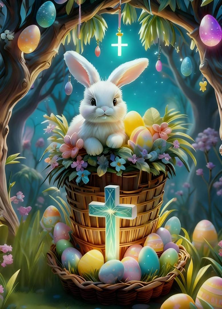 WUSARPLY Easter Diamond Painting Kits for Adults, Rabbit with Flowers Diamond Art Kits Full Drill Diamond Dots Paint with Diamonds Gem Arts and Crafts for Beginner Adults Home Wall Decor