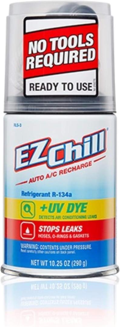EZ Chill Car R-134a with Leak Sealer and UV Dye for Cars & Trucks & More, Red Dye, 10.25 Oz, RLS-3