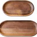 2 Pack Solid Wood Serving Platters and Trays of Natural Wood with Edge, Rectangular Avoid Sliding and Spilling Food (Walnut Trays x 2Pack)