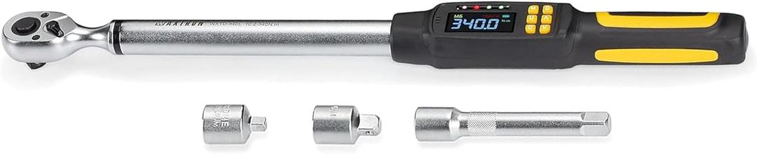 Digital Torque Wrench 1/2 Inch Drive, 12.5-250 ft-lb, 72-Tooth Electronic Torque Ratchet with Socket Adapters and Extension Bar