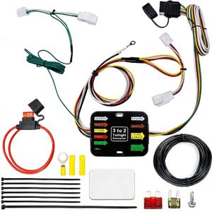 56434 4-Pin Flat Trailer Wiring Harness Fit for 2019-2024 Toyota RAV4 for 2021-2024 Toyota RAV4 Prime, Plug-in Simple Custom-Fit T-Connector Trailer Light Connector Trailer Hitch Wiring