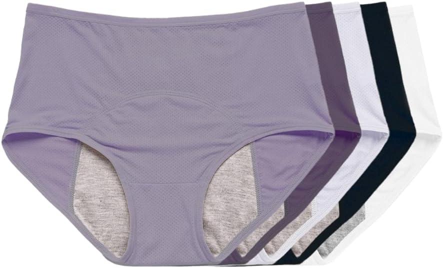 Everdries Washable & Reusable Incontinence Underwear for Women Over 60 - Leakproof, Discreet, Absorbent, Machine-Washable Panties (Lavender, S, Pack of 5)