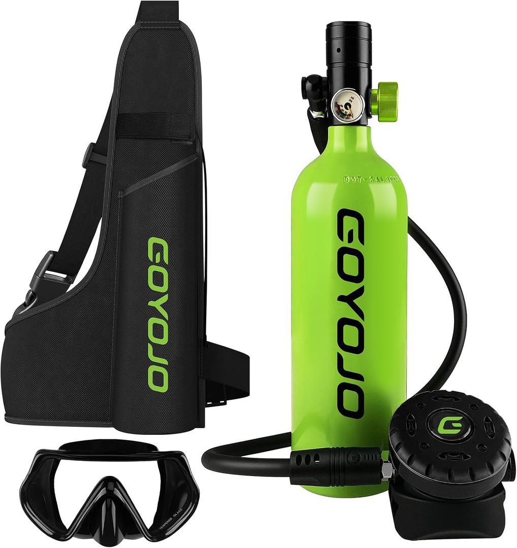 GOYOJO Mini Scuba Tank, Portable Diving Lung Air Tank with DOT Certified, Refillable Emergency Backup Pony Bottle for Snorkeling, Underwater Breathing, Training