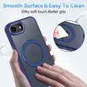 for iPhone 17e/16e Case,with Magnetic Invisible Stand [Compatible with MagSafe] Shockproof Slim Translucent Anti-Slip Military Drop Protection Cover,Navy Blue