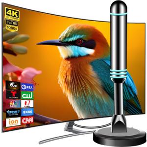 Digital Antenna for Smart TV Indoor, TV Antenna for Local Channels, Strong Magnetic Base TV Antenna Indoor for Easy Installation, Long Range Reception for 4k 1080p, Support All Smart/Old TVs (Blue)