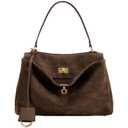 Genuine Leather Purse for Women: Suede Leather Tote Bag - Fashion Ladies Shoulder Handbag for Travel (Large)