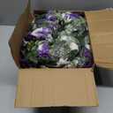 Yastouay Artificial Flowers for Outdoors, 8 Pack Artificial Petunias Fake Flowers, UV Resistant Realistic Hanging Flowers Plants for Outside Porch Patio Garden Spring Summer Decor(Purple White)