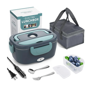 Electric Lunch Box Food Heater, 3 in 1 Ultra Quick Heated Lunch Boxes for Adults, 12V/24V/110V Portable Food Warmer for Car/Truck/Office With Fork Spoon and Insulated Carry Bag