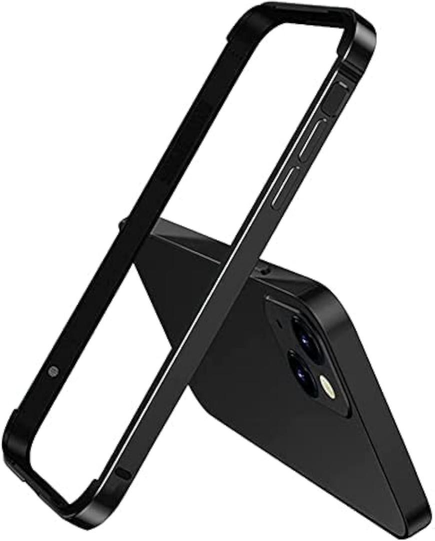 New Aluminum Frame Metal Bumper Frame Slim Hard Case Cover for iPhone13 Pro Max, Metal Frame Armor with Soft Inner Bumper, Raised Edge Protection (Black, for 6.7" iPhone 13 Pro Max)