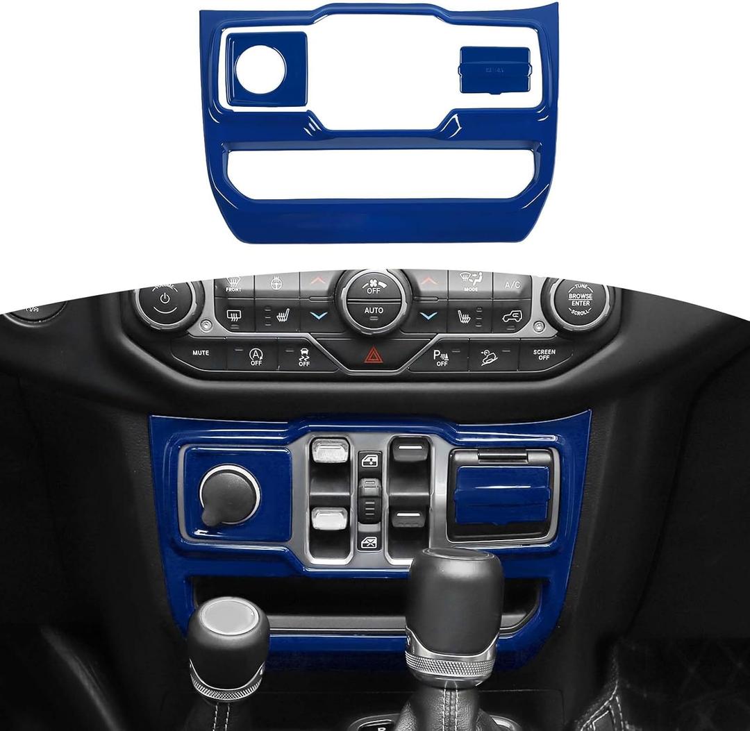 RT-TCZ for Jeep JL Center Dash Window Switch Panel Trim Media Port Cover for Jeep Wrangler JL JLU Gladiator JT 2018-2024 Blue Interior Accessories 3pcs, Blue  RT-TCZ for Jeep JL Center Dash Window Switch Panel Trim Media Port Cover for Jeep Wrangler JL JLU Gladiator JT 2018-2024 Blue Interior Accessories 3pcs, Blue