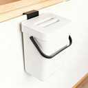 Kitchen Waste Bin with Hooks, Indoor Kitchen Sealed Under Sink for Kitchen, Food Waste Bin for Countertop (White, 5L)