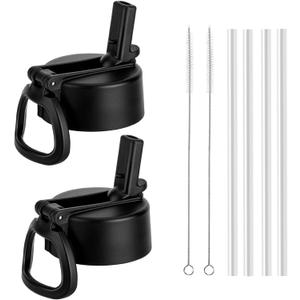 Straw Lid for Thermoflask, Takeya, Simple Modern, IRON FLASK Wide Mouth Bottles (12-64oz),Leakproof Replacement Lid Compatible Hydro Flask,BPA-Free Straw Cap (2.28" Mouth) Black