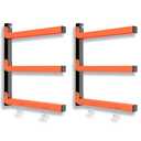 S&R PLKOP Lumber Storage Rack, Wall Mount 3-Level Heavy Duty 460 LB Capacity, Wood Organizer for Garage, Orange Metal Racks (2 Pack) Indoor/Outdoor