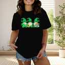 Womens St Patricks Day Shirt Lucky Shamrock Paddy's Day T-Shirt Irish Clover Tee Tops (Medium, Black)