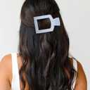 AWAYTR Flat Hair Clips For Women Lay Flat Claw Clip for Hair 4Pcs Large Square Hair Claw Clips (Pink+Blue+Green+Light Yellow)