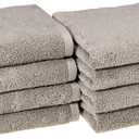 Amazon Basics 100% Cotton Quick-Dry Hand Towel, 8-Pack, Platinum, 28" x 16"