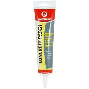 Red Devil 0645 Concrete Repair Patch, Cement Crack Filler, 5.5 Oz Squeeze Tube, Pre-Mixed, Pack of 1, Gray, Made in USA