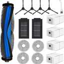 16 Pack Replacement Parts for Ecovacs Deebot T50 Pro/ T50 Omni/ T50 Pro Omni Vacuum Cleaner, 1 Main Brush, 2 Filters, 4 Wipes, 4 Side Brushes, 4 Dust Bags (NOT for T50 Max Pro Omni & T50 Max Pro) (Bu)