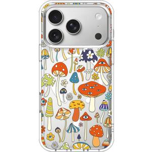 MOSNOVO for iPhone 17 Pro Case | Compatible with Magsafe | Military Grade 6.6ft Drop Tested | Camera Control | Clear with Mushroom Art Design