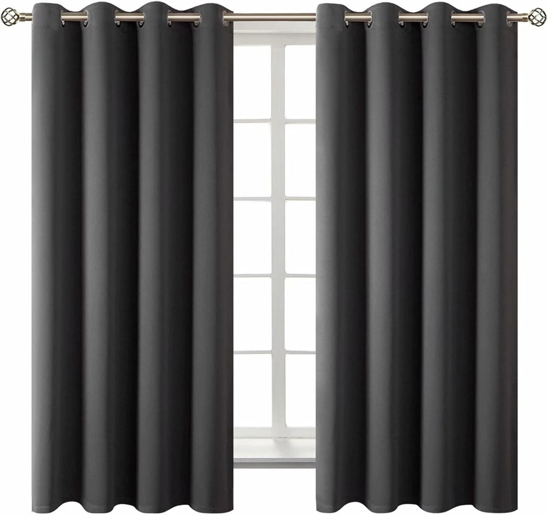 BGment Blackout Curtains - Grommet Thermal Insulated Room Darkening Bedroom and Living Room Curtain, Set of 2 Panels (52 x 63 Inch, Dark Grey)