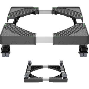Mini Fridge Stand with 4 Locking Wheels 15.7""-23.6"" Adjustable Dolly Washing Machine Stand Universal Stand Base for Furniture Portable Refrigerator Dryer Stand (Black)