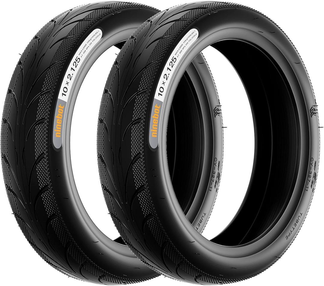 stio 10x2.125 Outer Tire Compatible with Ninebot by Segway Kickscooter F25/F30/F40/F65/D18W/D28U/D38U 10 Inch Non-Slip Scooter Tyre Replacement Original Accessories 2PCS