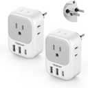 Switzerland Power Adapter 2 Pack, TESSAN Type J Adaptor with 4 Outlets 3 USB Charging Ports(1 USB C), Swiss Travel Plug for US to Switzerland, Liechtenstein, Rwanda