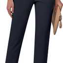 GRAPENT Capri Pants for Women High Waisted Pull On Dress Pants Slim Straight Leg Stretchy Waist Capris Trousers Pants, Large