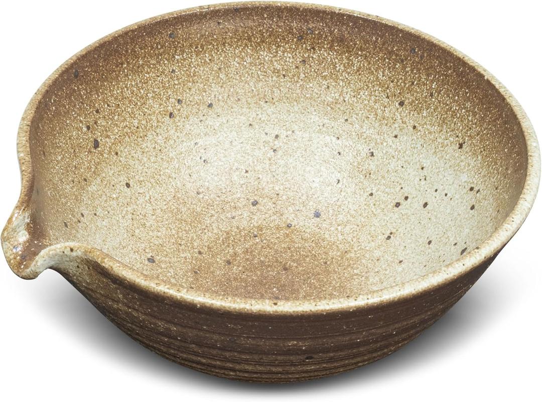 ELITEA Matcha Green Tea Bowl Chawan with Spout Pottery Clay Large