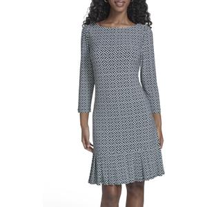 Tommy Hilfiger Women's 3/4 Sleeve Crew Neck Double Ruffle Hem Jersey Shift Mini Dress