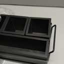 PTSTING Silverware Caddy Black Wood Silverware Holder Paper Plate Dispenser Utensil Caddy Cutlery Flatware Organizer Box for Spoons Forks Plates Napkins