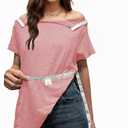 Youdiao Post Shoulder Surgery Shirt for Women Tear Away Snap Short Sleeve Rotator Cuff Recovery Must Haves Chemo Clothing (X-Large, Pink)