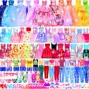 195 Pcs Doll Clothes and Accessories Kit, Includes Princess Gowns, Fashion Skirt, Slip Dresses, Tops, Pants, Bikini Swimsuits, Shoes, Crowns, Necklaces, Glasses, Hangers in Gift Box for 11"-12" Dolls