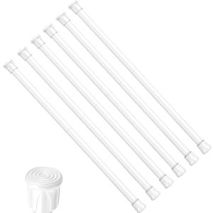 Tension Curtain Rod 28-38 inch Small Tension Rods White Adjustable Spring Tension Curtain Rods 6PCS Mini Curtain Rod Short for Cupboard Closet Rod Kitchen Drawers No Drill Cupboard Cabinets