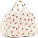 Corduroy Lunch Box Lunch Bag for Women Men, Cute Strawberry Small Insulated Reusable Work Leakproof Simple Lunch Boxes Tote Bag Adults Cooler Bag, with Shoulder Strap