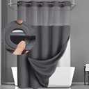YellyHommy No Hook Shower Curtain with Snap in Liner Set Less Waffle Shower Curtain for Bathroom (Dark Grey, 87" L x 72" W)