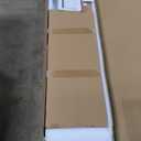 BARNSMITH 42in x 84in Glass Barn Door with 7FT Sliding Door Hardware Kit Included & Handle, 5-Panel Frosted Glass Solid Wood Slab with Water-Proof PVC Surface, Pre-Drilled Easy Assembly, Brown