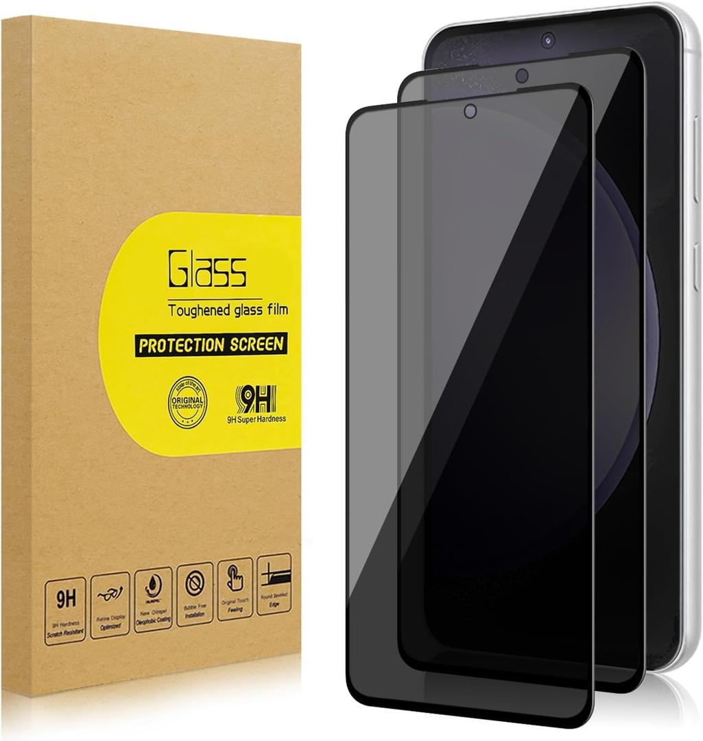 2 Pack Privacy Screen Protector for Samsung Galaxy S23 FE/ A54 5G [Anti-Spy Tempered Glass], Ultra HD, Anti-Scratch, Bubble-Free, Easy Install 9H Protective Glass for Galaxy S23 FE / A54 5G