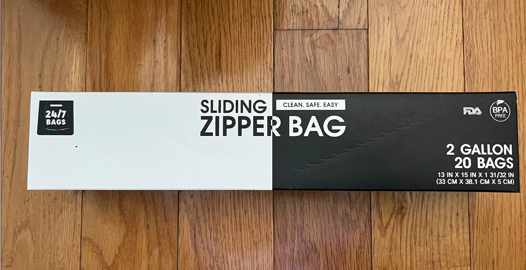 24/7 Bags- Quart Zip Storage Bags, 50 Count, Double Zipper Seal, Easy Grip Open Tabs, Write-On Space, BPA-Free & Heavy Duty, Microwave Safe, Non-StandUp