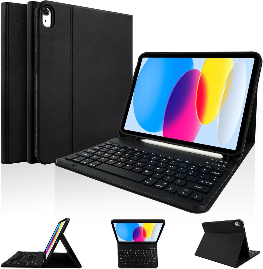 LAMA Keyboard Case for iPad (A16) 11th Gen 2025 /10th Gen 2022, Magnetic Case with Keyboard for iPad 11-inch (A16)/10.9-inch 10th Generation,Thin & Light Cover with Pencil Holder, Black